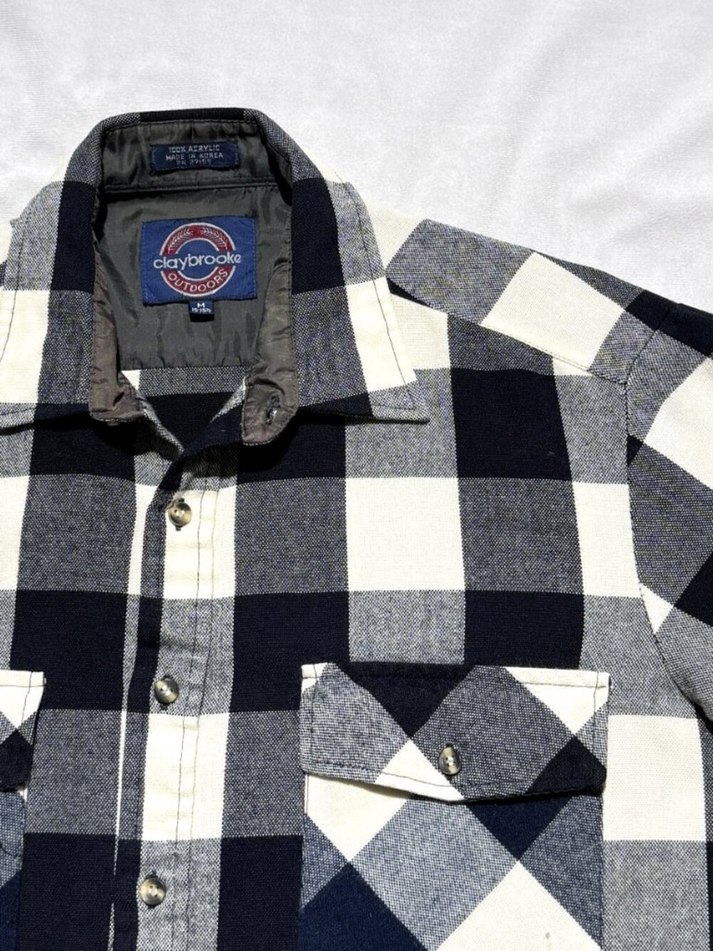 Claybrooke Outdoors VINTAGE Mens Heavy Flannel Shirt Medium Black/White